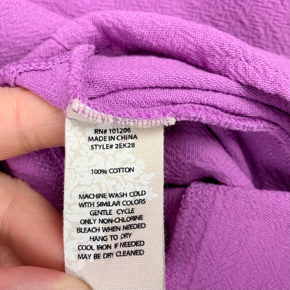 Soft Surroundings Carpe Diem Dress Purple Gauze Pockets Cotton Women's XS - Picture 10 of 10